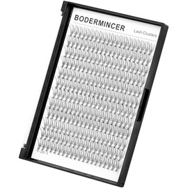 Bodermincer Extensiones de pestaas individuales, 240 paquetes de rizo D, 10D, 0,1 mm de grosor, pestaas postizas naturales en racimo (17 mm)          