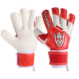 Keeperking SP 2.0, Junior, Teenagers, Adults, Children's Goalkeeper Gloves with Fingersaves, Men's Latex Goalkeeper Gloves with Strong Grip and Removable Finger Protection (6, Red-White)