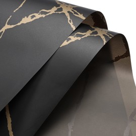 MECCANIXITY 20 Pcs Marbling Flower Wrapping Paper 23.6x23.6 Inch Waterproof for DIY Crafts, Gift/Gift Box Packaging Black