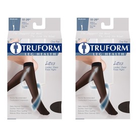 Truform Lites Knee High, 15-20, Large, Black (Pack of 2)