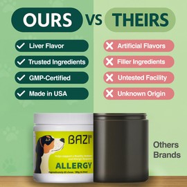 BAZI Allergy Relief Dog Chews – Quercetin, Turmeric, Ashwagandha, Probiotics & Colostrum – Seasonal Allergy, Immune & Digestive Support – for Itchy Skin & Hot Spots – All Breeds & Sizes