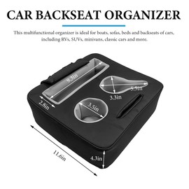 MUQIDA Car Back Seat Organizer, Leather Automotive Rear Seat Couch Cup Holder Expander Tray, Vehicle Cup Holder Tray Holds Snacks Remotes Phones for Truck RV Boat Couch Pillow Bed