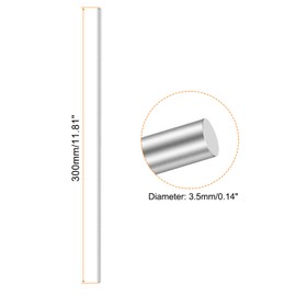 Rebower 304 stainless steel solid material round rod, for punches, various shafts, DIY crafts, model plane, model ship, model cars) - 3.5 mm x 300 mm / silver tone / 10 pieces