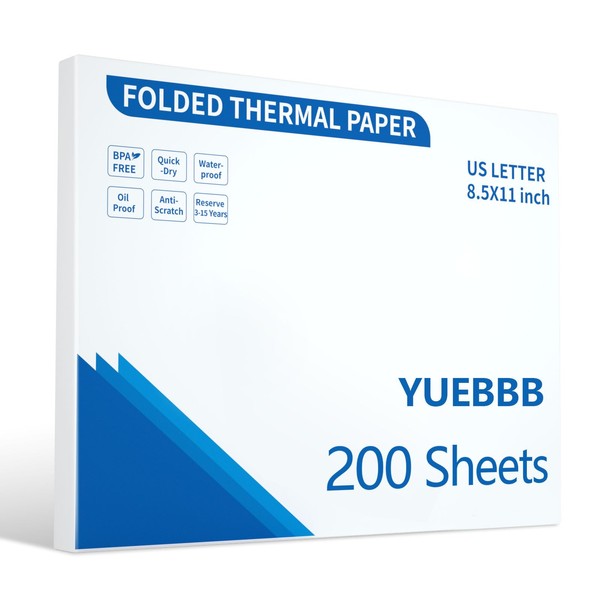 200 sheets, Thermal Printer paper, Thermal paper 8.5 x 11,