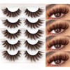 5 Paare 3D Brown Falsche Wimpern Katzenauge, Flauschiges Volumen Curly