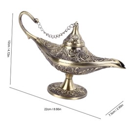 Aladdin Magic Genie Lamps, Vintage Magical Legend Aladdin's Genie Lamp Wishing Lamp Arabian Costume Props Table Decor for Home Wedding Party(Bronze)
