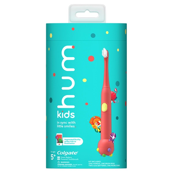 Hum by Colgate Kids Battery Powered Smart Toothbrush, Coral