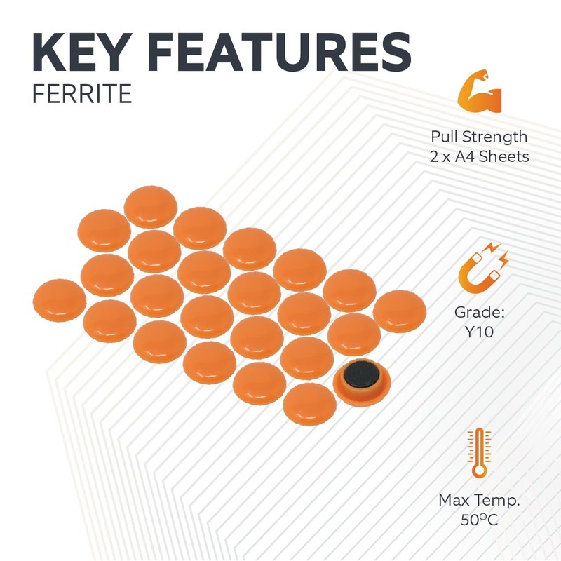 Small Orange Planning Office Magnets for Fridge, Whiteboard, Noticeboard, Filing