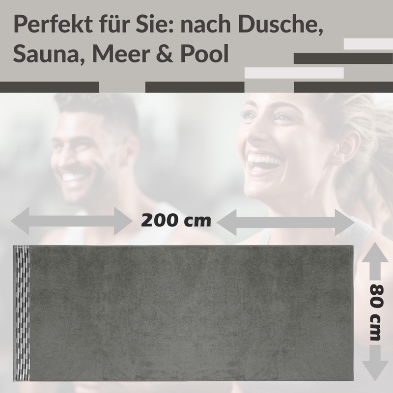 Lashuma Lugano Sauna Towel XXL Grey Terry Towelling Bath Towel