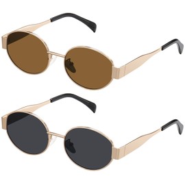 JewMOTO Retro Oval Sunglasses - Sunglasses for women,Fashion Sunglasses,Classic Shades UV400 Protection, 2 Pack Sunglasses