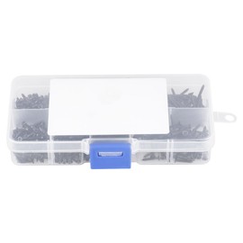 800 pcs M2 Black Carbon Steel Self-Tapping Screw Assortment Kit, Countersunk Flat Head with Storage Box, Reusable Packaging, socialme-eu