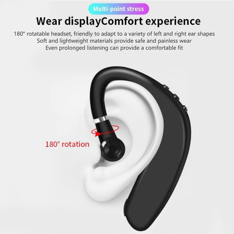 One-Ear Bluetooth Headset, Wireless Bluetooth Earbud, Hands-Free Headphones, Built-in Microphone