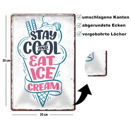 schilderkreis24 Tin Sign Funny Ice Saying "Eat Ice Cream" Decorative Gift Idea Man Woman 20 x 30 cm