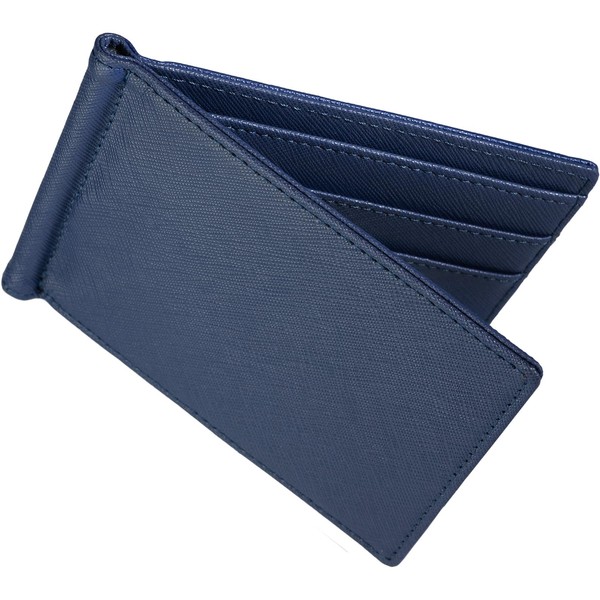 Dom Teporna Men's Money Clip, Cowhide Leather, Thin Bifold Wallet,