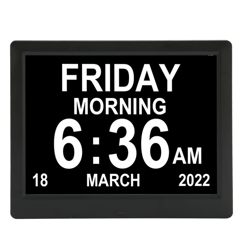 8.7inch Digital Day Calendar Clock Auto Dimming Large Display Medication