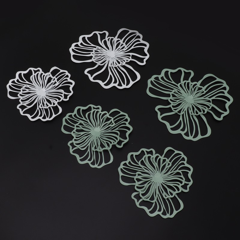 5PCS Metal Flower Wall Decor Iron Wall Art White Green