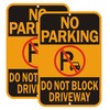 No Parking Sign, Do Not Block Driveway Sign. Yellow and