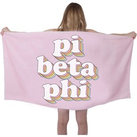 Sorority Shop PBP Beach Towel - Pi Beta Phi Retro Sorority Towel for Beach, Bath and Pool - Trendy, Multipurpose, Extra Large, Lightweight, Cotton Towel for Gifts