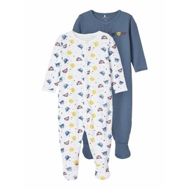 NAME IT Child Pyjamas Pack of 2 Popper (Nbmnightsuit 2p W/F China Blue Bear Noos) - China Blue, size: 86
