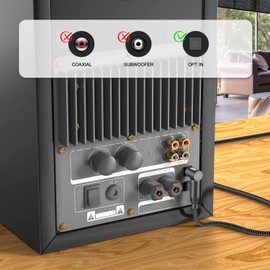 EMK 90 Degree Optical Audio Cable Right Angle Nylon Braided Optical Cable 360 Degree Rotatable Digital Optic Toslink Cable for Sound Bar, TV, Home Theater (3 Feet/1M, 90 Degree Optical, Black)