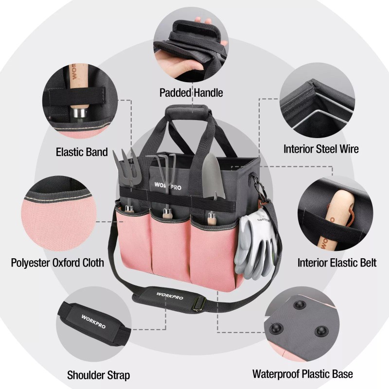 WORKPRO Garden Tool Bag, Heavy Duty Gardening Tote Bag Organizer
