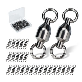 Piscorush 25pcs Ball Bearing Swivels Copper Swivels Barrel Swivels Stainless Split Ring High Strength Saltwater Fishing Swivels Hooks Connectors Size #0-10# (Pack of 25 with box, Size #1 / 44lb)