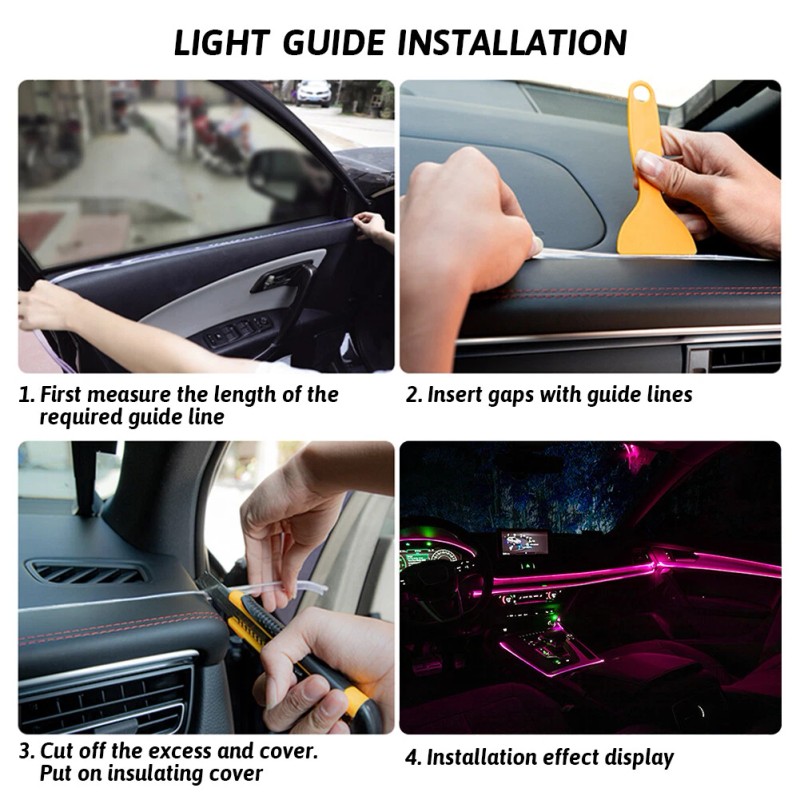 Unbranded Pink LED Car EL Wire Neon String Strip Lights