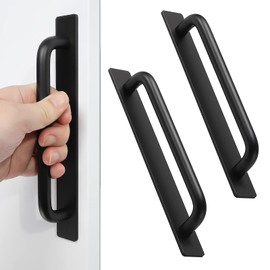 Young Dance Self-Stick Instant Cabinet Drawer Pulls - 2pcs Aluminum Alloy Drawer Push Pull Handles Helper with Adhesive Door Handle for Kitchen Cabinet Drawer Window Sliding Closet (8.35", Black)