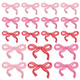 18pcs Pink Bow Iron on Patches Pink Bow Patches Sew on/Iron on Embroidered Patch for Hats Bags Jackets Embroidery Bowknot Decor Supply for DIY Projects