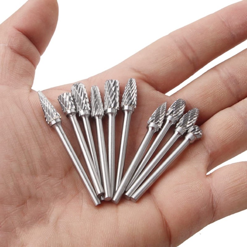 WANGCL 10 Pcs Rotary Burr Set Tungsten Carbide Carving Tool