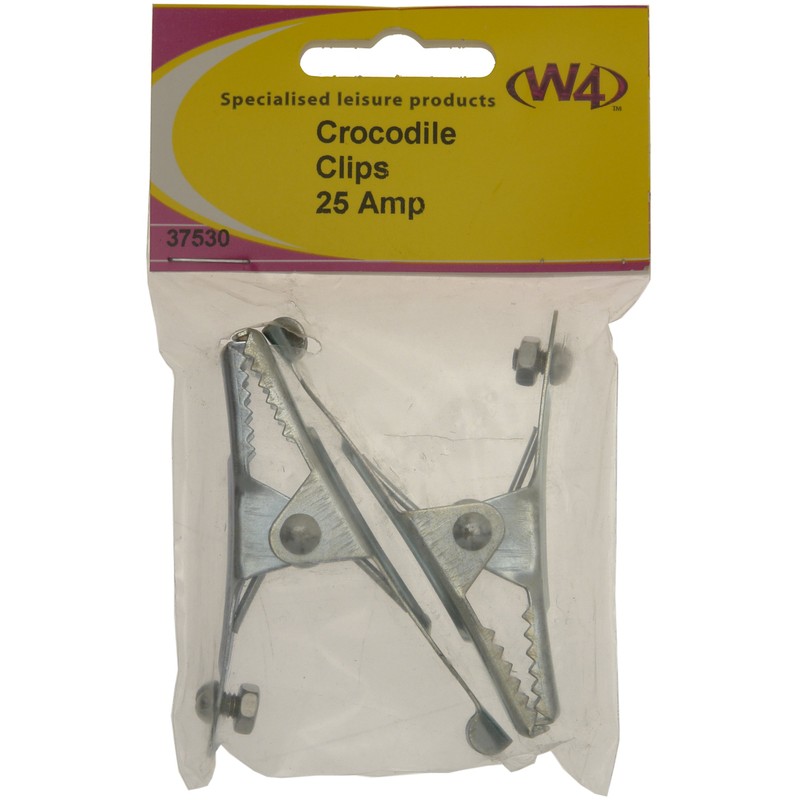 W4 25 Amp Crocodile Clips (Pack of 2) - Silver