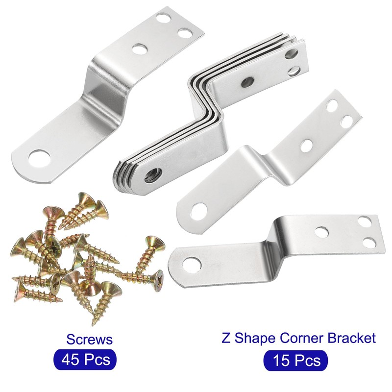 uxcell 10 Pcs Z Shape Corner Bracket, 0.7 Inch Right