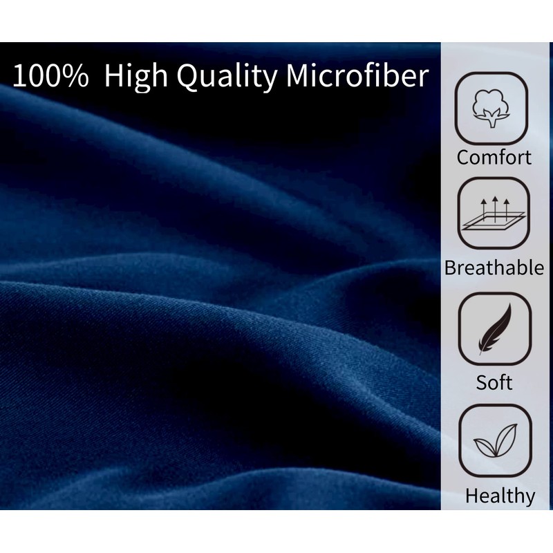 Pillow Cases 2 Pack Navy Blue 100% Poly Cotton Housewife