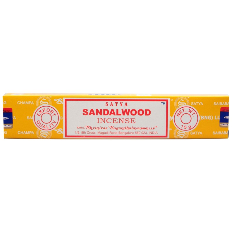 15g Satya Sandalwood Incense Sticks, Box of 12 Packets