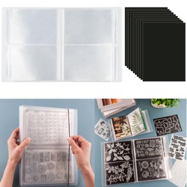 10 Pcs Magnetic Sheets and Storage Bags for Stamps and Dies Storage with Album Pocket, Stamp & Cutting Dies Die Cut Storage Set for Storage Die Cutting, DIY Scrapbooking Card Making Supplies (Clear)