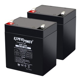 ExpertPower EXP1250-2 12V 5Ah Home Alarm Battery with F1 Terminals, 2 Pack