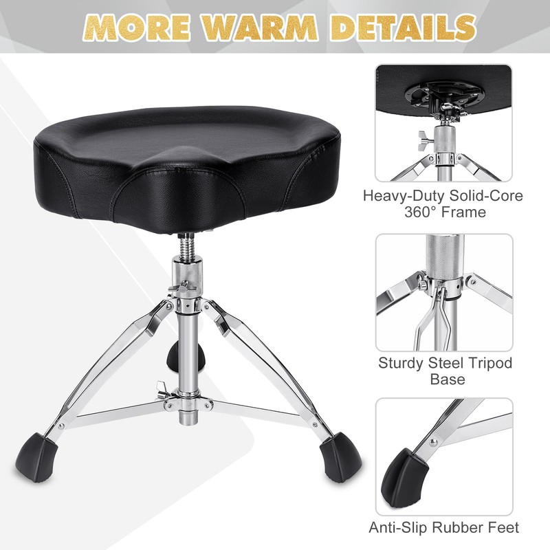 Seteol Heavy Duty Drum Throne 330 lbs, Saddle Drum Stool