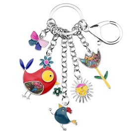 BONSNY Enamel Zinc Alloy Birds Flower Butterfly Key Chains Keyrings For Women Handbag Car Key Charms (Multicoloured)