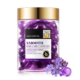 30PCS Hair Serum Oil Capsules, Moisturizing Hair Serum for Frizzy, Dry and Damaged Hair, Smooth, Non-greasy, Refreshing Long Lasting Nourishing Hair Oil for Women（Lavender）