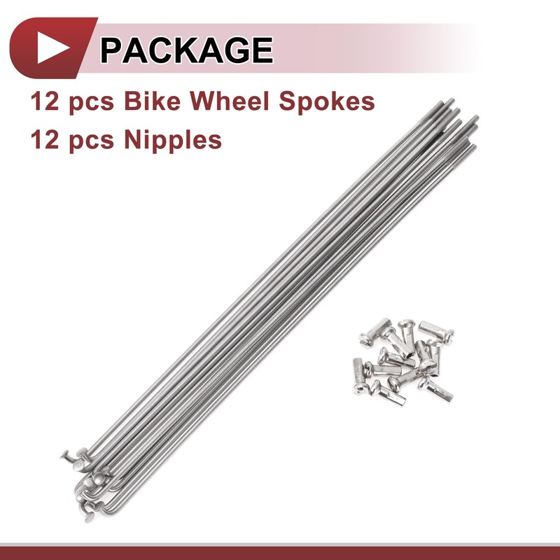 X AUTOHAUX 12 Set 14G Bicycle Spokes 185mm Bike Wheel