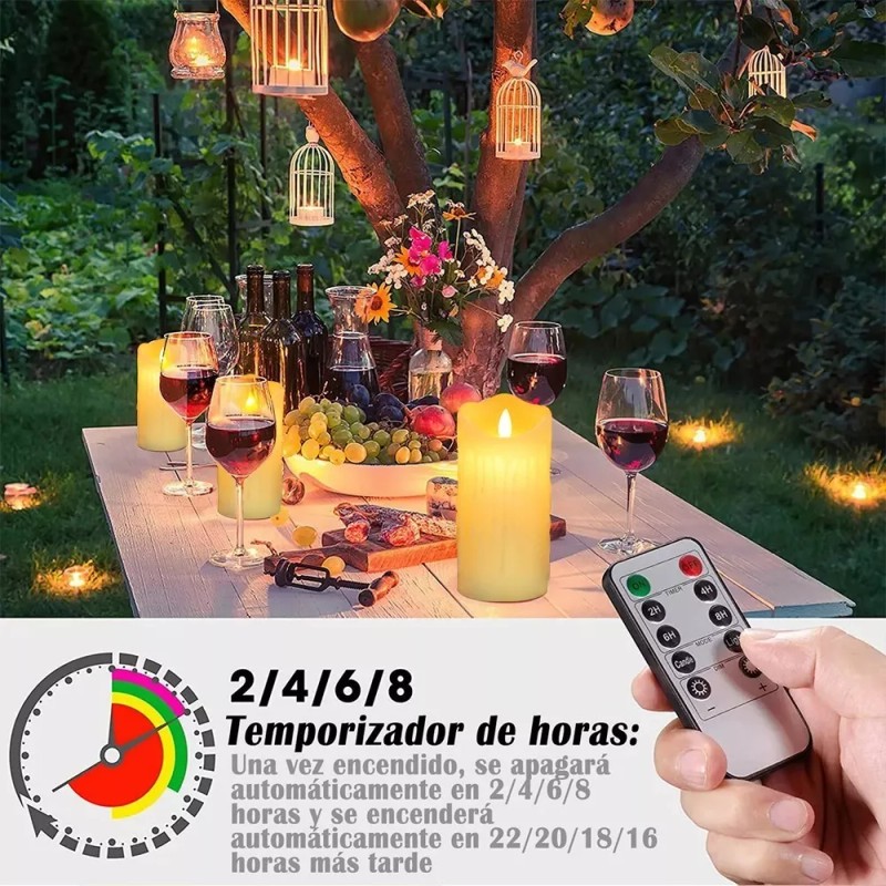 KELAUDIA SHOP Vela Led Recargable Parpadeante Danzantes Control Remoto15cm