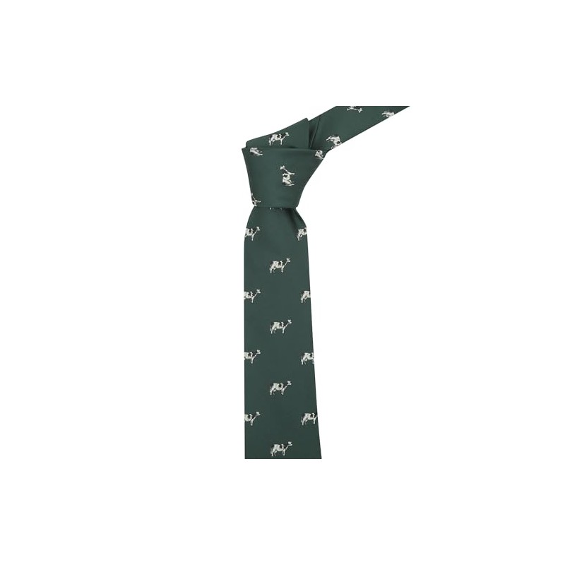 King & Priory Dark Green Embroidered Cow Tie