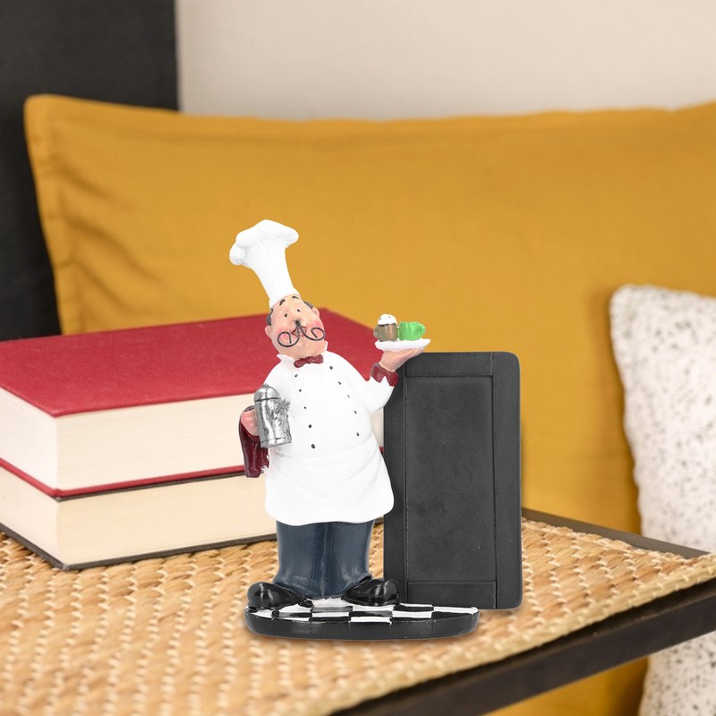 Resin Mustache Chef Figurine Fashion Small Ornaments Message Board Food