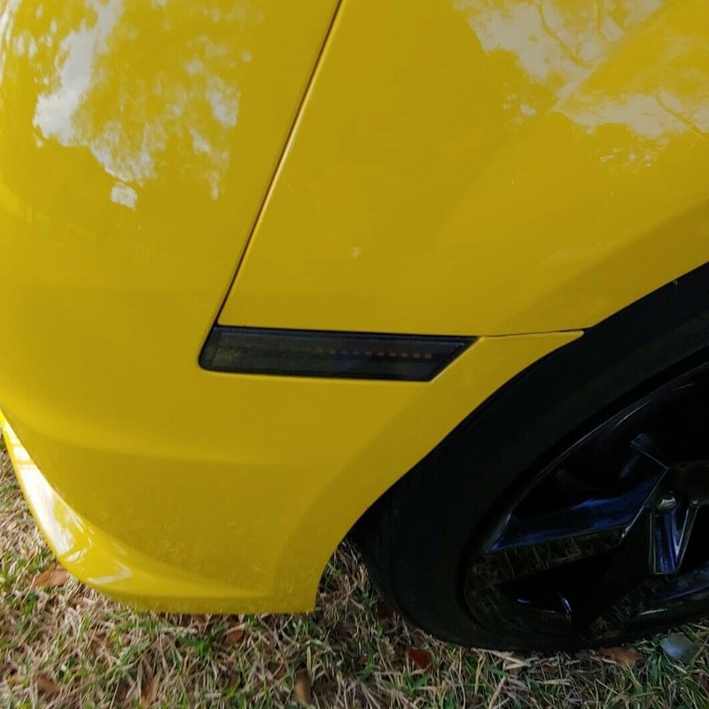 ECOTRIC Side Marker Light Compatible with 2010-2015 Chevy Camaro Amber/Red