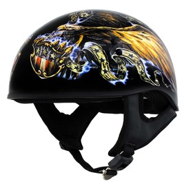 Hot Leathers Advanced Motorcycle DOT Skull Cap Classic Half Helmets Biker HLD HLT - Medium