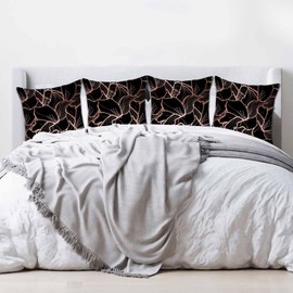 Betadistor Black Cushion Covers 45 x 45 cm with Gold Floral Print Modern Decorative Throw Pillow Covers Blue Pillowcases for Sofa Patio Home Decor Set of 4, Gold Black, 514-0304