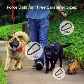 Black Carabiner Clip, Includes Mini 2 Inch Carbineers, Small 2.3" D Ring Clip, Large 3 Inch Carabiner Heavy Duty, Aluminum Caribiner Keychain Hook for Backpack Hiking Camping (Black-2.3 inch 12pcs)