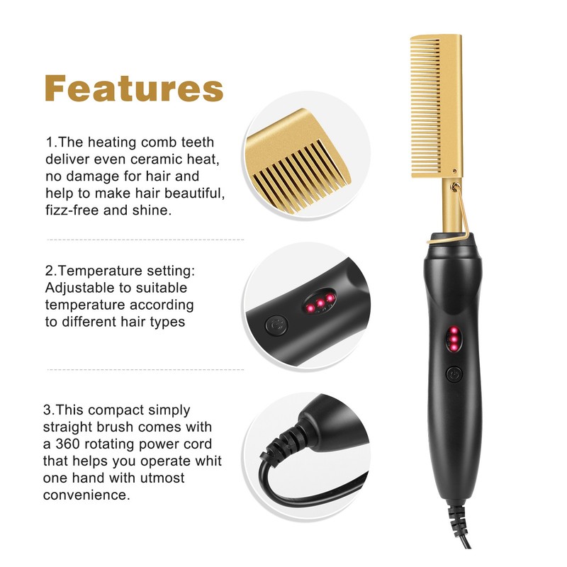 Multifunctional Hair Comb Wet and Dry Hot Heating Curling Straightening