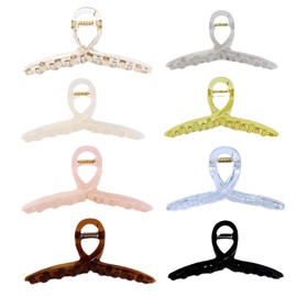 8 Pack Large Jelly Clear Hair Claw Clips - 5.12 Inch Hair Clips for Women, Suitable for Claw Clip for Heavy Hair Types