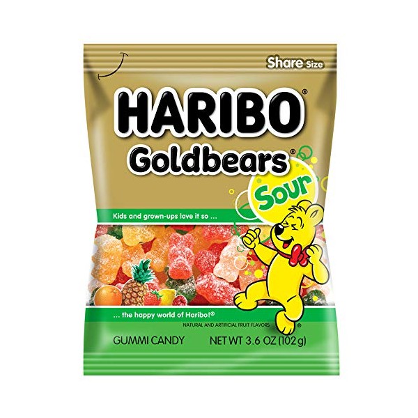Haribo Gummi Candy, Sour Gold Bears, 3.6 ounce (Pack of 12)
